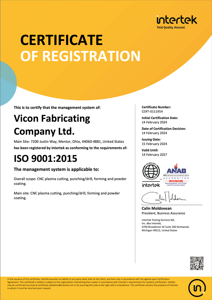 ISO 9001:2015 2024 certificate